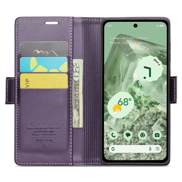 CaseMe Slim Plånboksfodral RFID-skydd Google Pixel 8a Lila