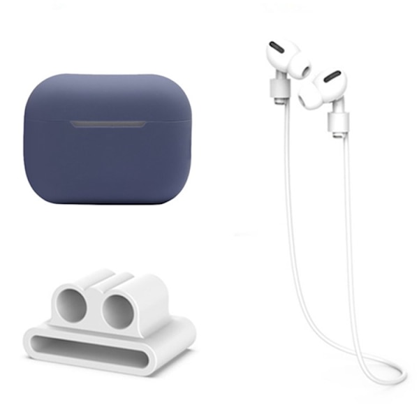 Silikonikotelo kuulokkeiden hihnalla ja pidikkeellä AirPods Pro 2 Lila