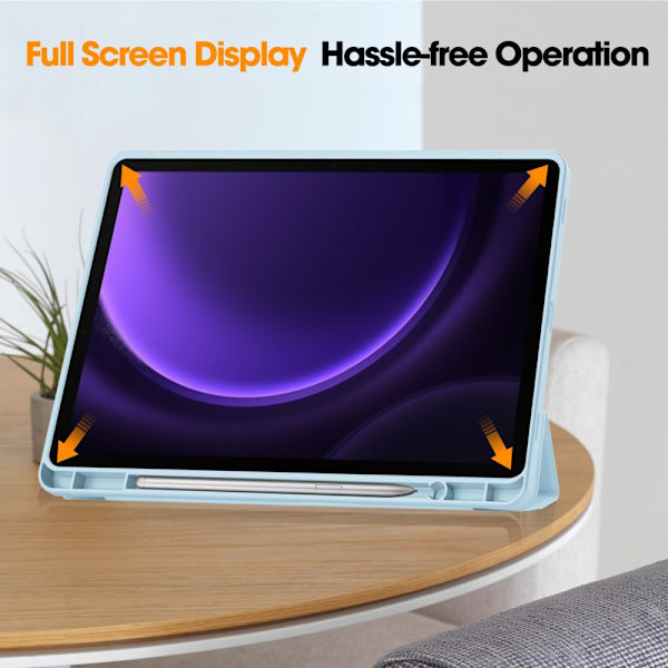 Samsung Galaxy Tab S9 FE -kotelo Tri-Fold kynätelineellä, sininen