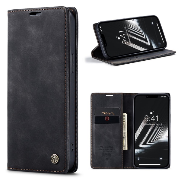 CaseMe Slim Wallet -kotelo iPhone 15 musta