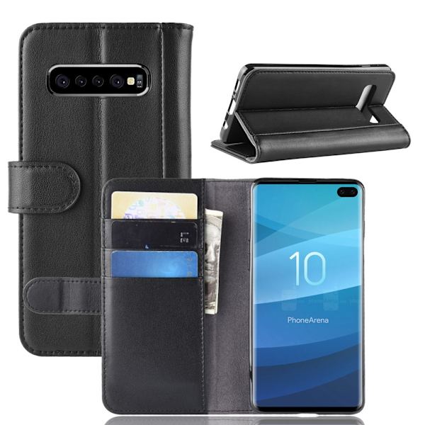 Ægte læderetui Samsung Galaxy S10 Plus Sort