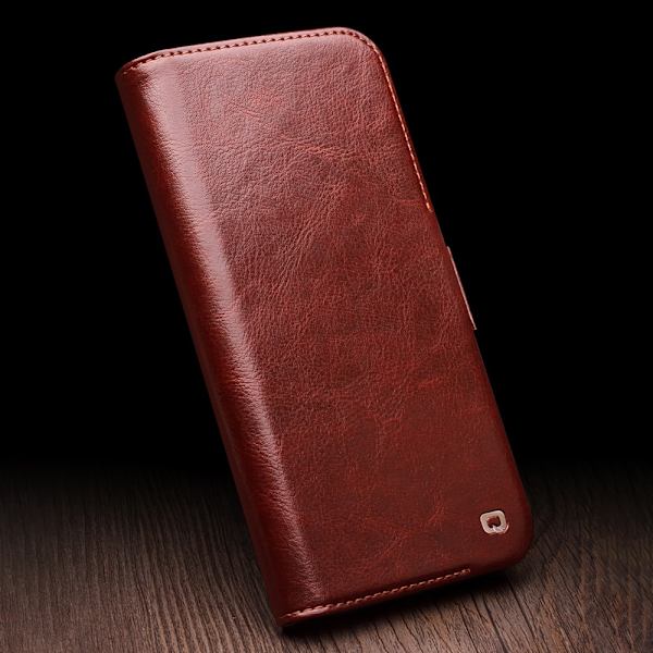 Qialino Nahkainen Lompakkokotelo iPhone 14 Cognac