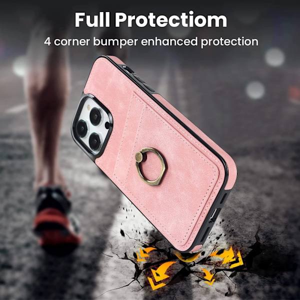 iPhone 14 Pro Max Kortfack Skal Ring Rosa