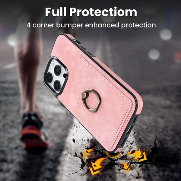 iPhone 14 Pro Max Kortlomme Skal Ring Rosa
