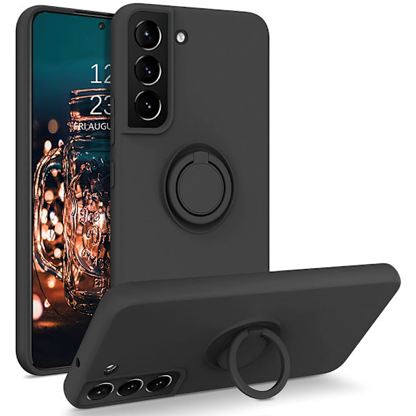 Samsung Galaxy S22 Plus -kuori rengaspidikkeellä, musta