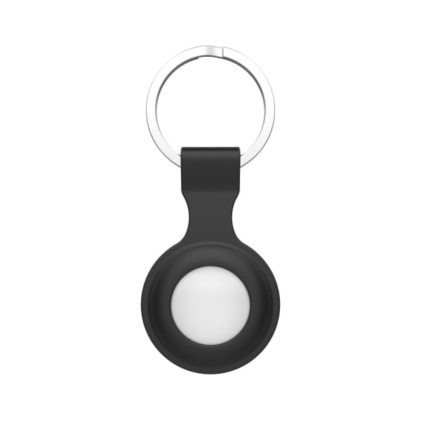 Silikonskal Apple AirTag Med Nyckelring Svart