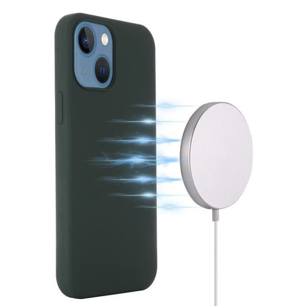 MagSafe silikonecover iPhone 15 mørkegrøn