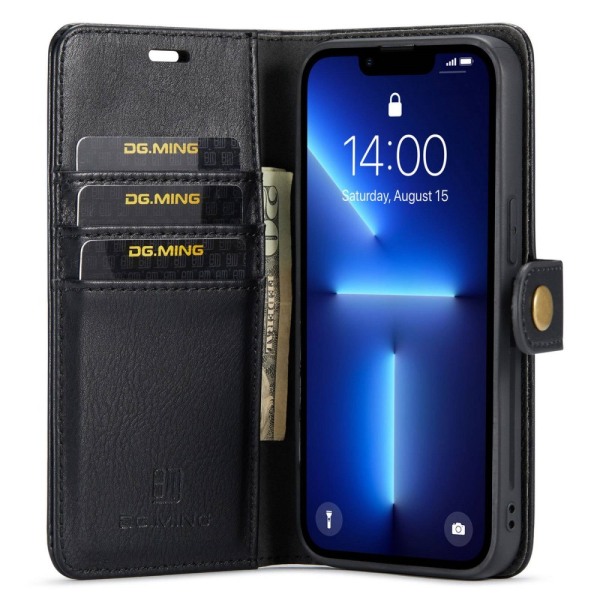 DG.MING 2-in-1 Magnet Plånbok iPhone 14 Pro Svart