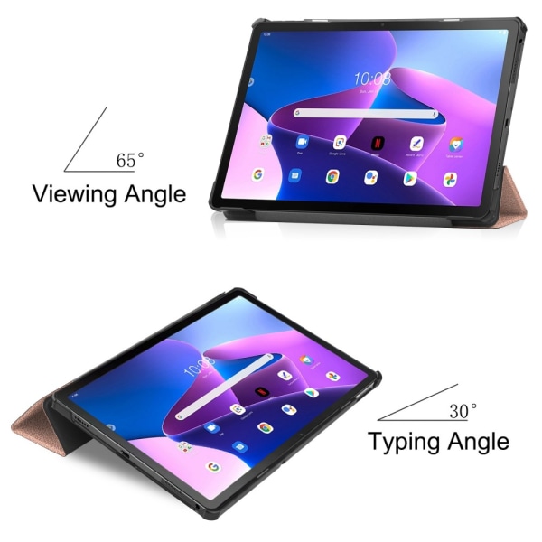 Lenovo Tab M10 Plus (3. sukupolvi) -kotelo, kolminkertainen, ruusukulta