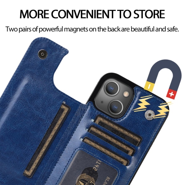 iPhone 14 Plus Skal Pung Blå