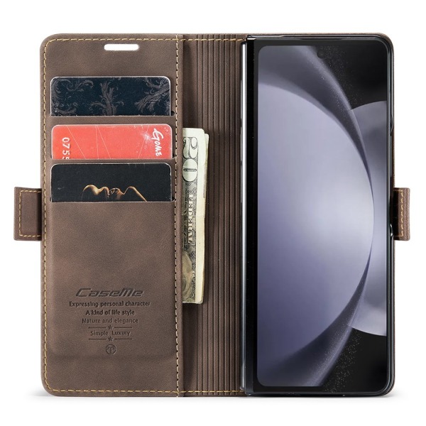CaseMe Slim Plånboksfodral Samsung Galaxy Z Fold 5 Brun