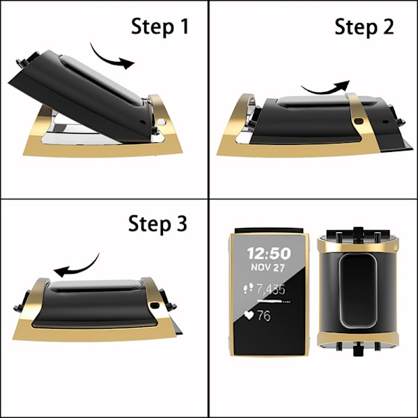 Fitbit Charge 3/4:lle tarkoitettu kattava TPU-kuori, kulta