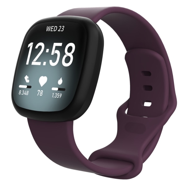 Fitbit Versa 4/Sense 2 -tumman silikoniranneke (S)