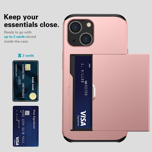 Skal Korttikotelolla iPhone 14 Roséguld