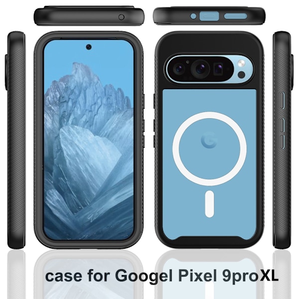 360 Täyspeitto Edge MagSafe Kotelo Google Pixel 9 Pro XL Musta