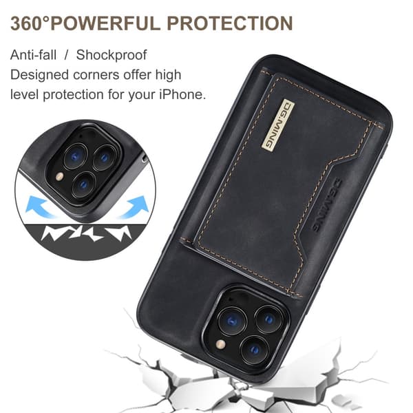DG.MING 2-i-1 Magnetiskt Skal Med Kortfack iPhone 16 Pro Max Sva