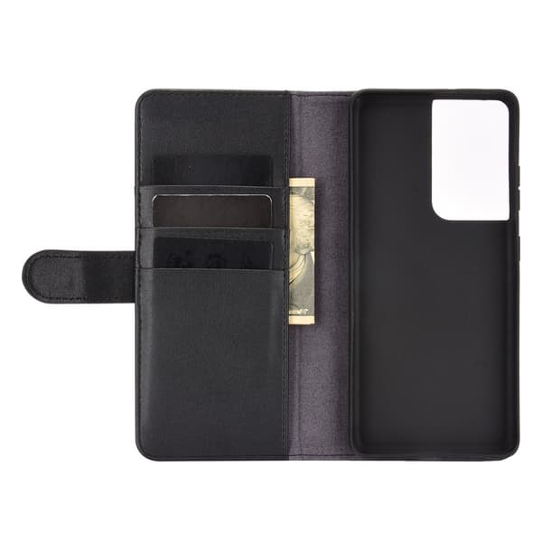 Ægte læder etui Samsung Galaxy S21 Ultra Sort