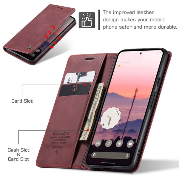 CaseMe Slim Plånboksfodral Google Pixel 9 Pro Röd