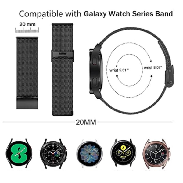 Milansk Mesh Armbånd Samsung Galaxy Watch FE Sort