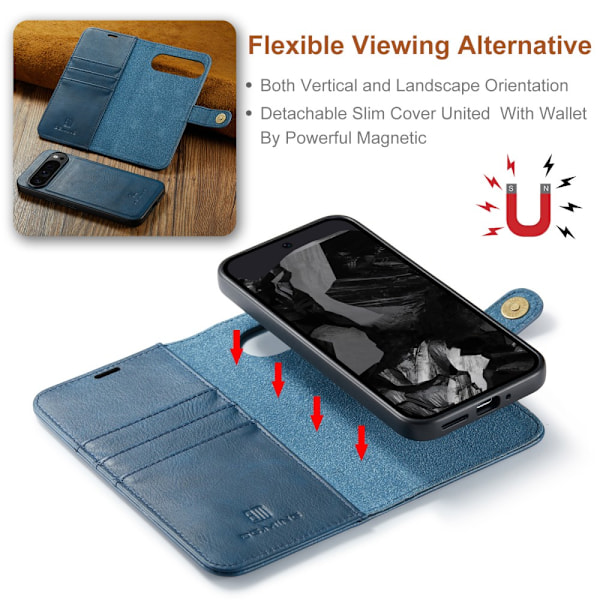 DG.MING 2-in-1 Magnet Wallet Google Pixel 9 Pro XL Blue