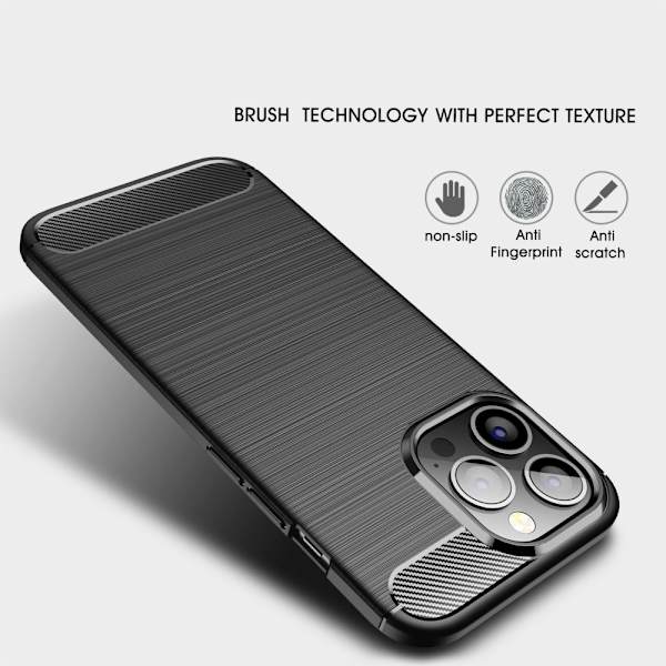 Carbon Shockproof TPU Cover iPhone 14 Pro Max Sort