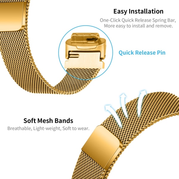 Milanese Loop Armbånd Fitbit Inspire 3 Guld