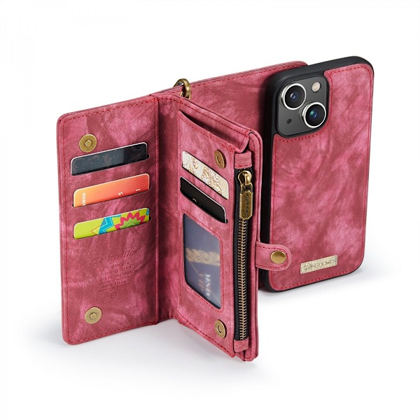 CaseMe Multi-Slot 2 i 1 Plånboksfodral iPhone 13 Röd