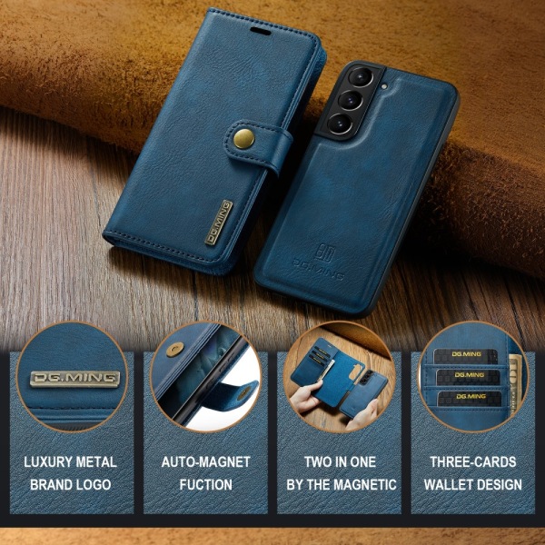 DG.MING 2-in-1 Magnet Wallet Samsung Galaxy S24 Plus Blue