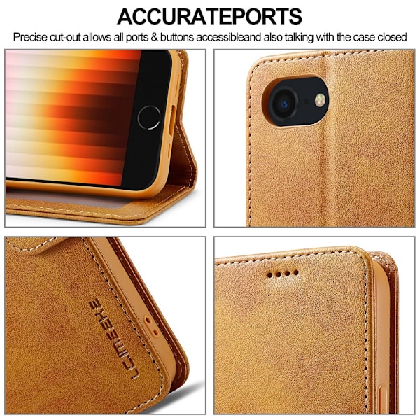 LC.IMEEKE Plånboksfodral iPhone SE (2024) Cognac