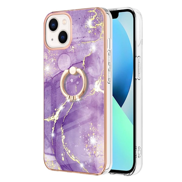 TPU Skal iPhone 15 Ringhållare Lila Marmor