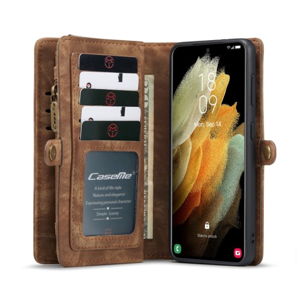 CaseMe Plånboksfodral Multi-Slot Samsung Galaxy S21 Brun