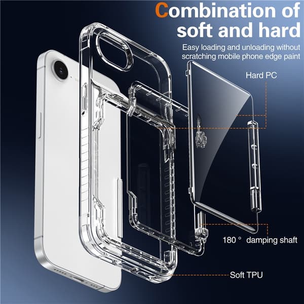 Skal Kortfack Kickstand iPhone 16e Transparent