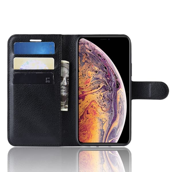 Mobilcover i læder til iPhone 11 Pro Max - Sort