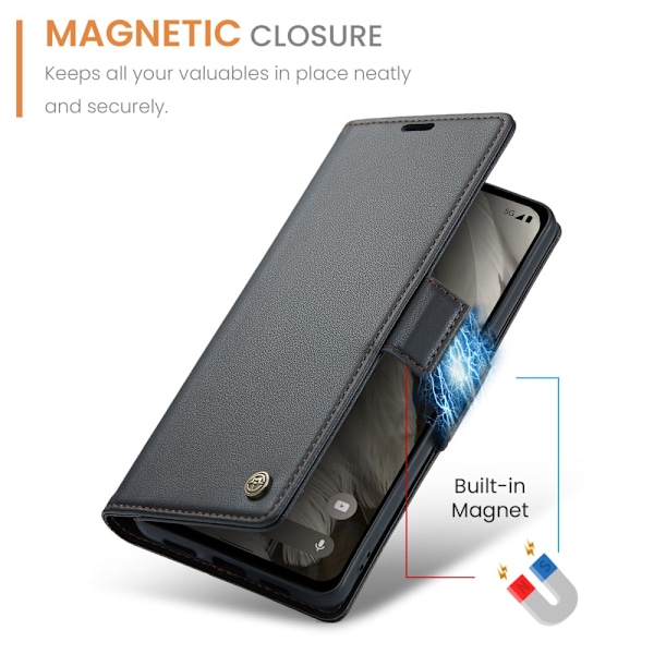 CaseMe Slim Pungetui RFID-beskyttelse Google Pixel 8 Sort