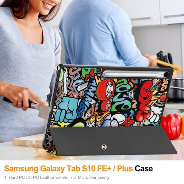 Samsung Galaxy Tab S10 FE Plus Cover Tri-fold Graffiti