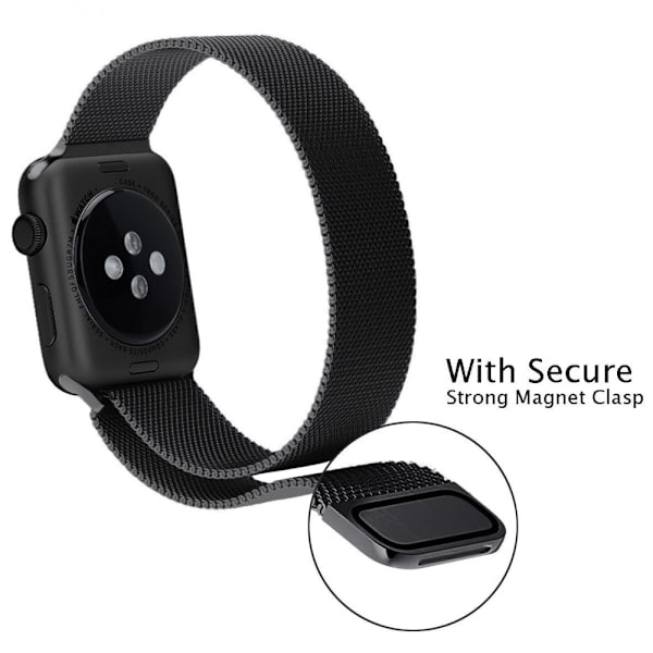Milanese Loop Armbånd Apple Watch 42/44/45/49mm Sort