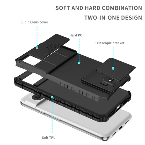 Kickstand Cover Google Pixel 8 Kamerabeskyttelse Sort