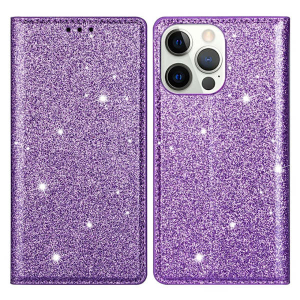 Glitter Plånboksfodral iPhone 13 Pro Max Lila