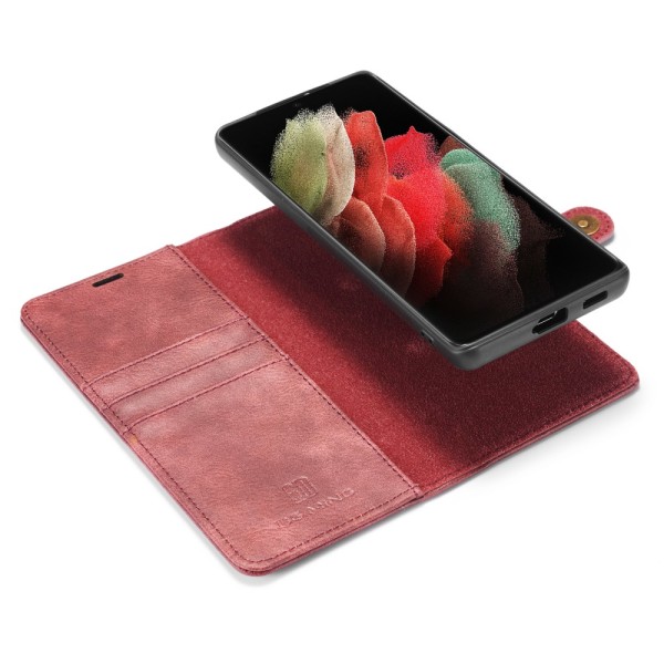 DG.MING 2-in-1 Magnet Wallet Samsung Galaxy S21 Ultra Red