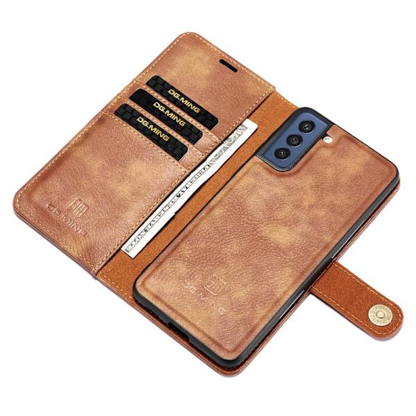 DG.MING 2-in-1 Magnet Plånbok Samsung Galaxy S21 FE Cognac