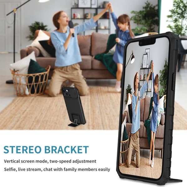 Kickstand Cover iPhone 14 Plus Kamerabeskyttelse Sort