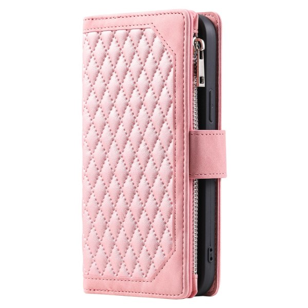 iPhone 15 Pro -lompakkokotelo, pehmustettu vaaleanpunainen