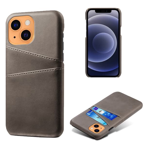 Nahkainen korttikotelo iPhone 13 - Harmaa
