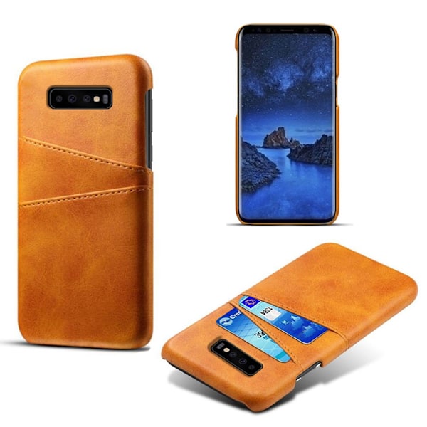 Læderskal med kortholder til Samsung Galaxy S10 Cognac