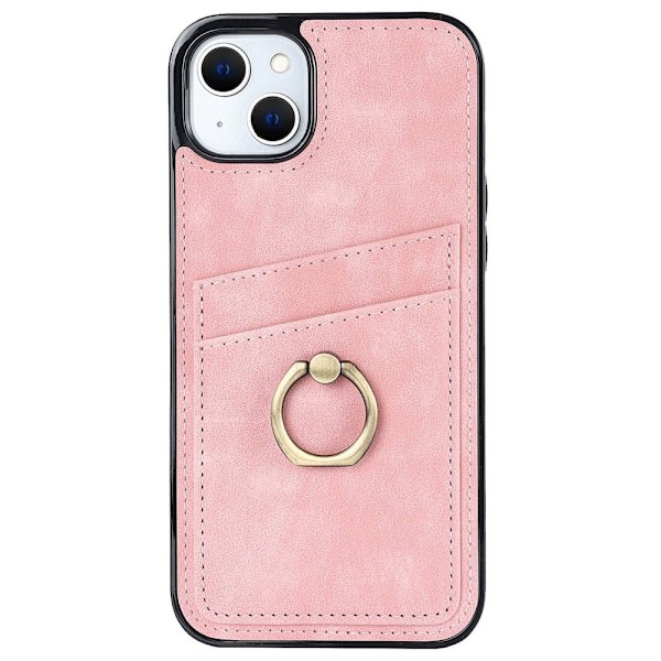iPhone 14 Kortlomme Skal Ring Rosa