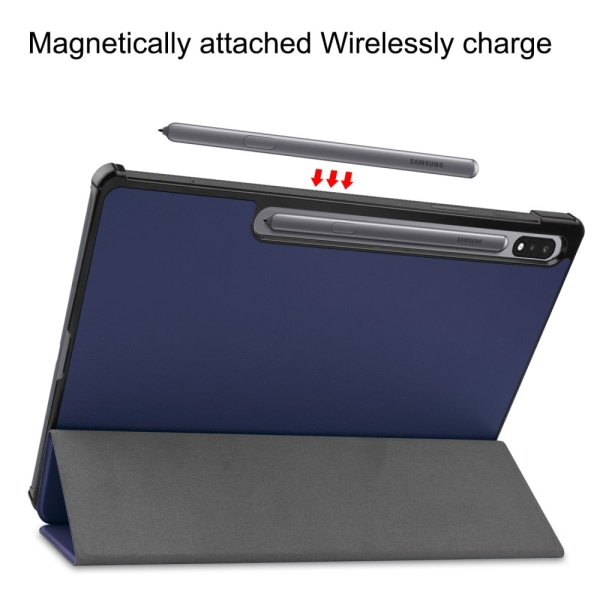 Samsung Galaxy Tab S7 Plus/S8 Plus 12.4 Kotelo Tri-fold Sininen