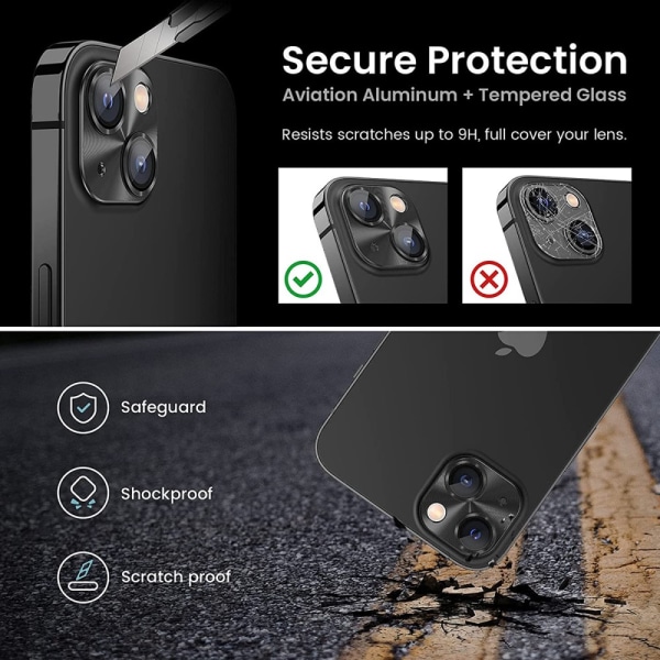 Hat Prince Kamerabeskyttelse Aluminium iPhone 15/iPhone 15 Plus Sort