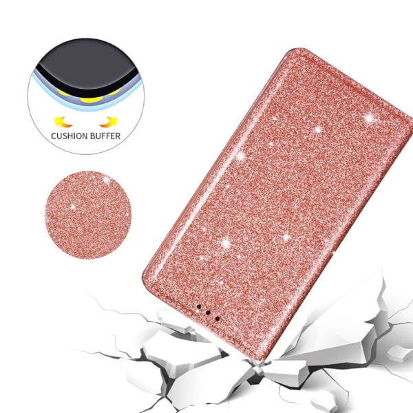 Glitter lompakkokotelo Samsung Galaxy S22 Rose Gold