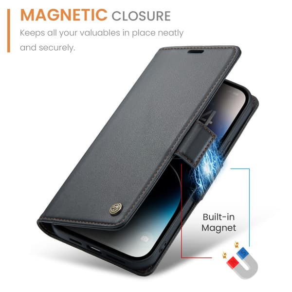 CaseMe Slim Pungetui RFID-beskyttelse iPhone 15 Pro Sort