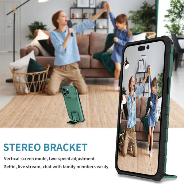 Kickstand-kuori iPhone 14 Pro Max - Kameransuojaus Vihreä